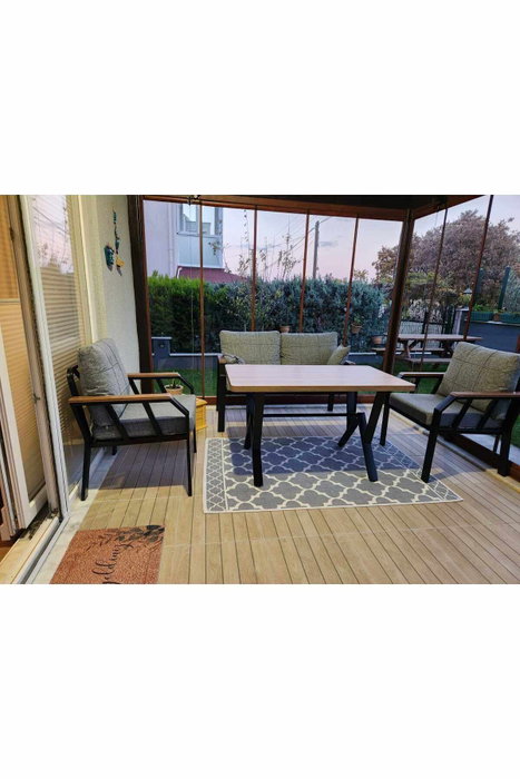 Hanah Home Conjunto de Jardín Nergiz 2+1+1 Gris Hanah Home Conjunto de Jardín Nergiz 2+1+1 Gris